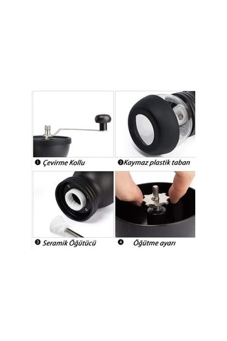 Kahve Değirmeni Öğütücü 2 Hazneli Filtre Kahve Siyah