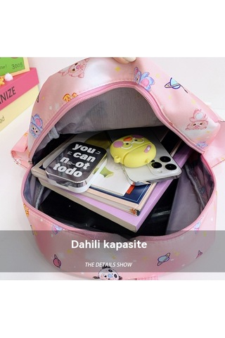 Sevimli Karikatürlü Sırt Çantası, Anaokullu İçin Hafif Ve Büyük Kapasiteli Pembe