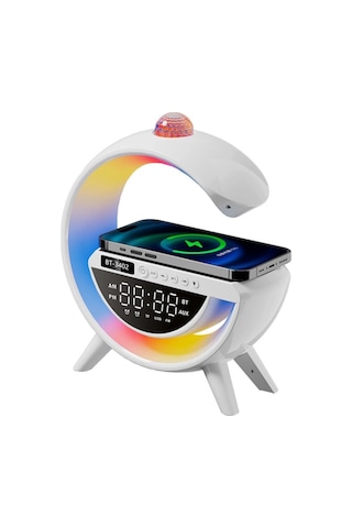 Polygold BT-3402 Dijital Saat Ve Alarmlı RGB Ledli 15w Kablosuz Şarjlı Bluetooth Hoparlör