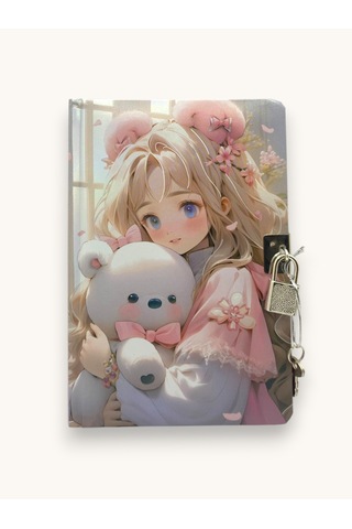 Kore Kız Hatıra Defteri Günlük Kilitli Defter 80 Yaprak - Pembe