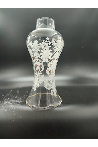 Avize Lamba Camı.altın Yaldızlı,motifli Alt Yuva Çapı:4.50 Cm-h:21.00 Cm E.14 Mum Ampule Göre.