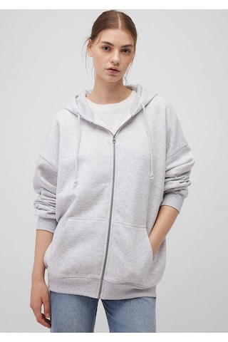 Mavi - Kapüşonlu Fermuarlı Gri Sweatshirt 1610221-80196 Gri