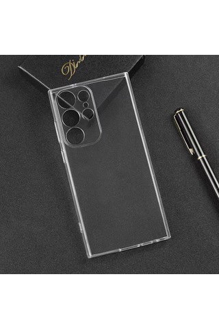 Samsung Galaxy Uyumlu S23 Ultra Kılıf Zore Şeffaf Süper Silikon Kapak