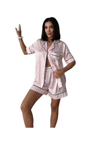 Victoria"s Secret İpek Saten Yazlık Pijama Takımı Toz Pembe Açık Pembe