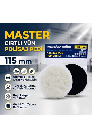Master Cırtlı Yün Polisaj Pedi 115 Mm Oto Tekne Ahşap Metal Parlatıcı
