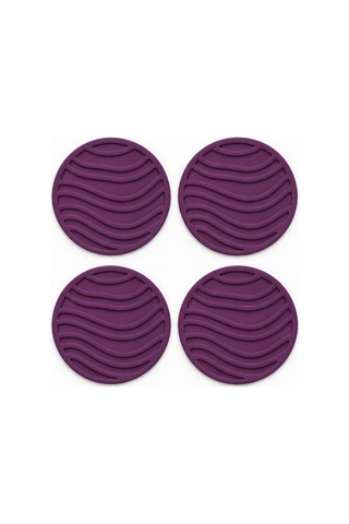 Rıpple Mini Dalga %100 Silikon Bardak Altlığı 8 Cm 4'lü Set Mor Çok Renkli