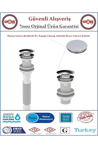 Pop-up Bas Aç Körüklü Lavabo Sifonu - Aç Kapa Sifon