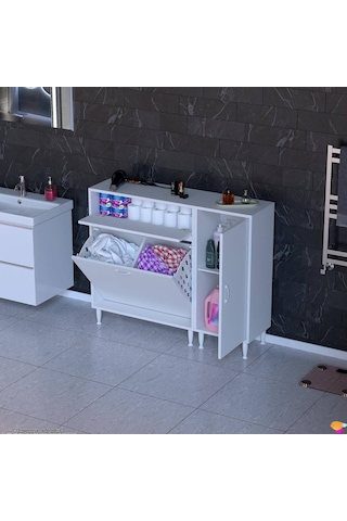 Modilayn Yenice 105x97x32,5 Cm 3 Raflı Ve 3 Sepetli Dolap İle Çamaşırlarınız Artık Daha Düzenli. Beyaz