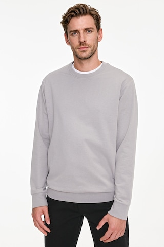 Ac&Co / Altınyıldız Classics Erkek Grı Pamuklu Standart Fit Normal Kesim 2 İplik Bisiklet Yaka Sweatshirt Gri