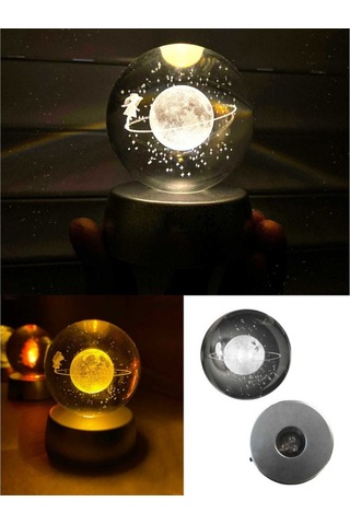 Satürn Kız Cam Küre Sevgiliye Eşe Sürpriz Hediye Renk Değiştiren Işıklı Satürn Cam Kız Küre