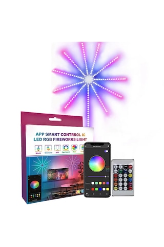 Gökkuşağı Işıkları Kumandalı Şerit Led Rgb Ritimli Akıllı Işıklar Çok Renkli