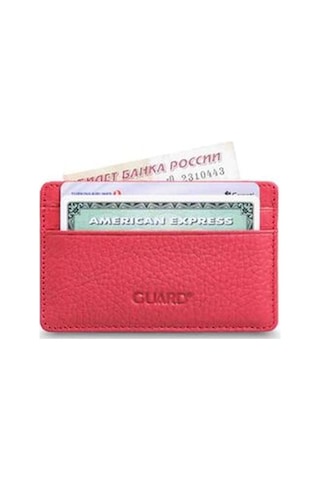 Guard Ultra İnce Unisex Kırmızı Minimal Deri Kartlık Çok Renkli