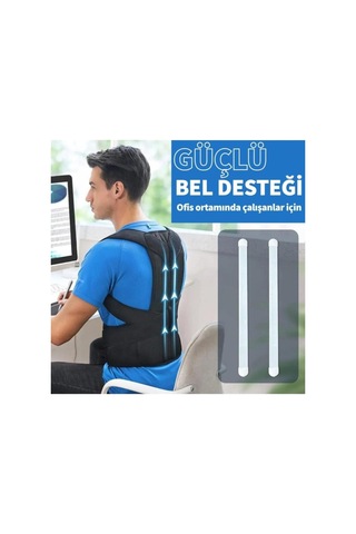 Unisex Uzun Balenli Dik Durus Korsesi - Kamburluk Önleyici Sırt Korsesi Standart