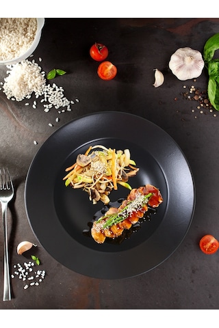 Keramika Mat Siyah Delta Makarna Tabağı 26 Cm