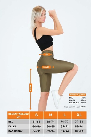Enenstyle Fashıon Boutıque Yeni Sezon Özel Üretim Toparlayıcı Yüksek Bel Parlak Kumaş Iç Göstermeyen Dizüstü Spor Tayt Haki