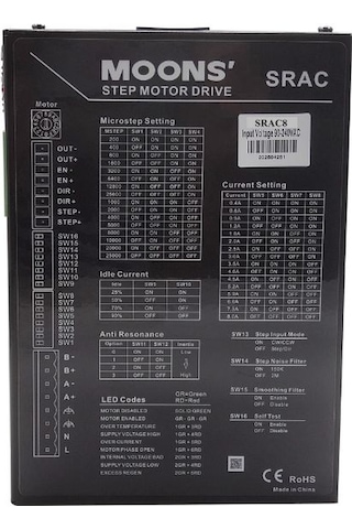Moons Srac8 2-faz Step Motor Sürücü 25600 Mikrostep Cnc & Otomasyon Uyumlu