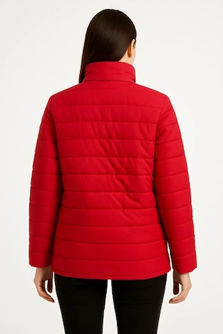 Bomber Mont Ceket Su İtici Kumaş, Kapitone Astarlı, Fermuarlı, Kışlık - Kırmızı Kırmızı