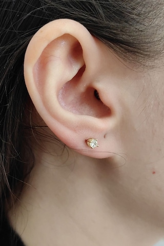 Chavin 3 Mm Zirkon 8 Ayar Altın Bayan Tek Taş Küpe Eu95sr