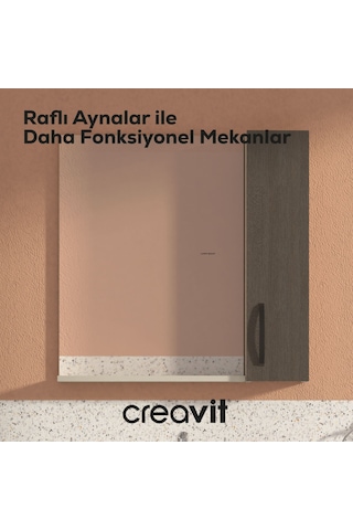 D10 45 Cm Melamin Raflı Ayna Dafne Beyaz