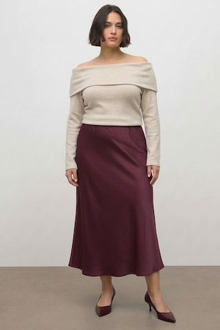 Myline Saten Midi Etek Bordo