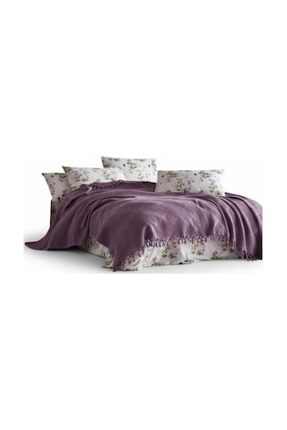 Şaheser Home Mona Pike 220x240 Cm Jakarlı Waffle Dokuma Çift Kişilik Yumuşak Ve Hafif Mürdüm