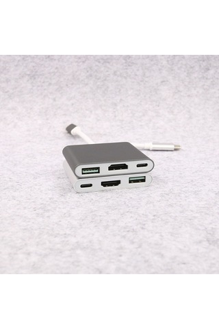 Reedark Usb Ve Hdmı'ye Çeviren 4k Kaliteli Type-c Üçlü Dönüştürücü, Gümüş Renkli Genişletme Dizüstü