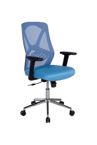 Ofisbazaar Dolphin Siyah Fileli Çalışma Koltuğu Ergonomik Şef Ve Toplantı Koltuğu Açık Mavi Mavi