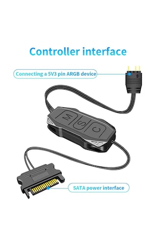 Atheron Mini Argb Led Kontrolcü 5v 3 Pin Rgb Kontrol Cihazı Sata Güç Kumandalı Bilgisayar Fan Ve Led Kontrolcü Argb Hub