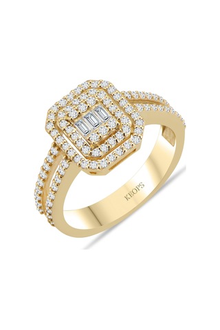 E Renk 0.75 Karat Baget Hanedan Yüzük Gold