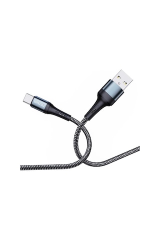 Örgülü Usb A-c Hızlı Şarj Kablosu, Siyah 100 Cm