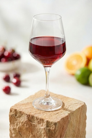 Lav Lal Cam Goblet 6'lı 400 ml Ayaklı (Şarap Kadehi , Kokteyl Bardağı)