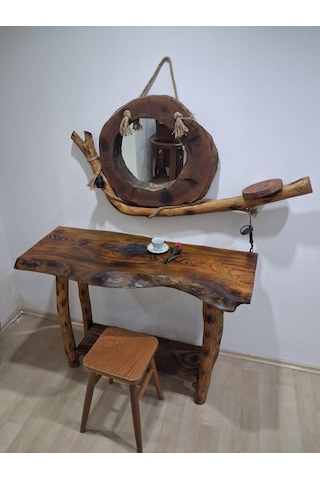 Dresuar Lambader 90649 Kuru Zeytin Ağaçtan Üretilmiş Fırınlanmış Doğal Ayna El Yapım Diğer