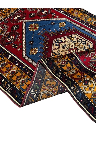 El Dokuması Sıfır Yahyalı Halısı 108x170 Kök Boya %100 Yün Halı Lacivert