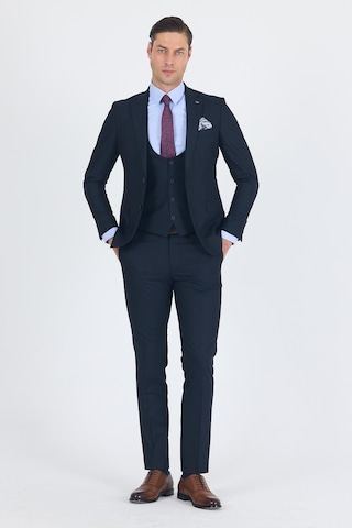 İmza Lacivert Düz Bez Ayağı Mono Yaka 2 Düğme 6 Drop Slim Fit Basic Takım Elbise 1001250186 206 Lacivert