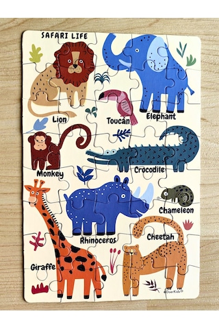 Doerkids Safari Vahşi Hayvanlar Mini Puzzle 40 Parça 4 Yaş