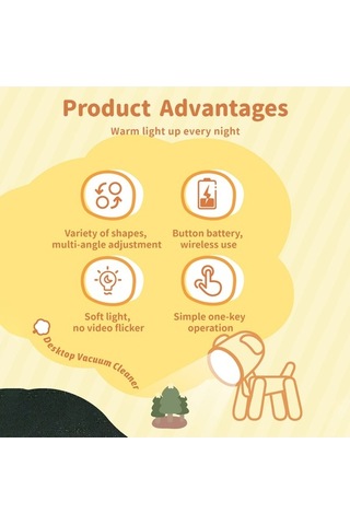 Pazly H46769gr Karikatür Gece Lambası Çocuk Led Mini Köpek Yeşil Işık Yeşil