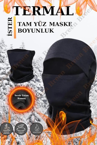 Xmlbayiciniz Termal Tam Yüz Kar Maskesi, Rüzgar Korumalı, Siyah Renk, Tek Beden Diğer