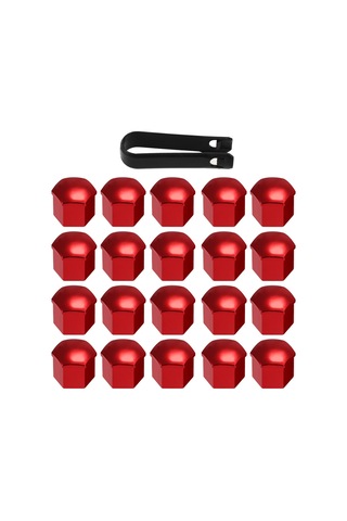 Monyee 17mm Universal Jant Somun Kapağı Seti - Abs Plastik, Kırmızı/mavi Seçenekli, 20 Adet + Çıkarma Aracı