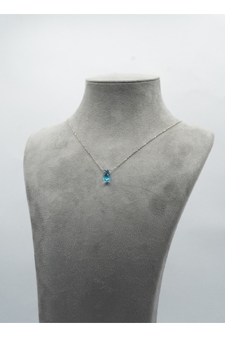 Doğan Diamond 925 Ayar Rodyum Kaplama 3Ct Blue Topaz Kolye -Raccolta Di Gocce