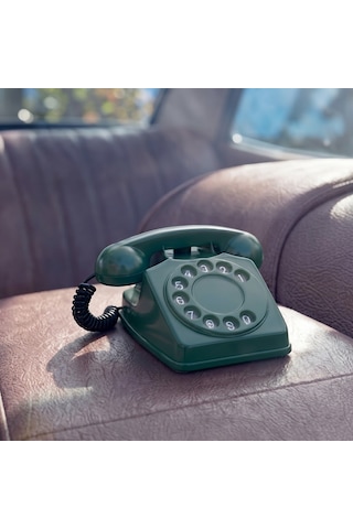 Vintage Home Retro Çevirmeli Klasik Antika Görünümlü Numaratik Telefon Dekor Yeşil Renkli