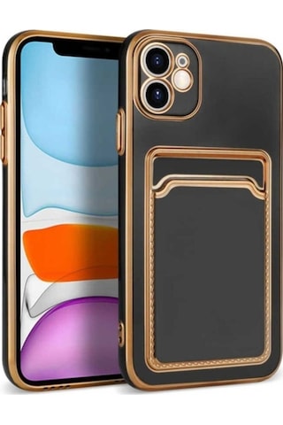 Apple Uyumlu iPhone 12 Kılıf Zore Bark Kartlıklı Kapak Siyah