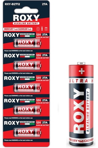 Roxy Rxy-b2712 İnce 12 Volt Alkalin 27a Alarm Kumanda Pil 5'li Paket