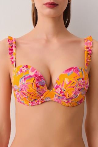 Suwen Jungle Dolgulu Straplez Bikini Üst Sb25190648648 Turuncu Desenli