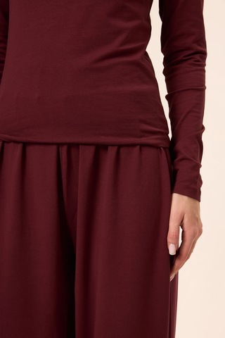 Zoor Ultra Soft Penye Modal Boğazlı Yaka Bluz Bordo