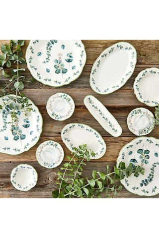 Bella Maison Ocaliptus Stoneware 26 Parça 6 Kişilik Kahvaltı Takımı Yeşil
