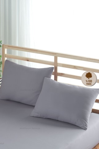 Formeya Ranforce %100 Pamuk Yastık Kılıfı 2 Adet 50X70 Kapaklı Gri