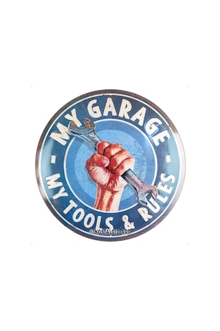 Nostalgic-art Retro Teneke Levha, Ø 13,7 İnç, My Garage My Tools & Rules Mekanik İçin Hediye Fikri, Metalden