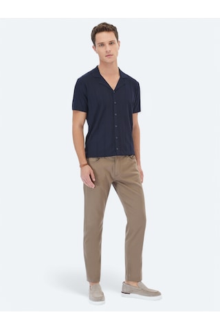 Kip Lacivert Regular Fit Kısa Casual Gömlek