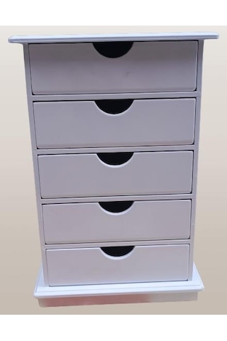 Hobi Adn Dekoratif Takı Şifonyer Ahşap Mdf Parlak Beyaz Cnc Kesim Model El Yapım