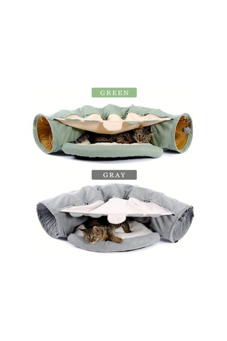 Bu 2'si 1 Arada Kedi Tüneli Yatağı Ve Oyuncak Seti İle Kedinizi Şımartın A